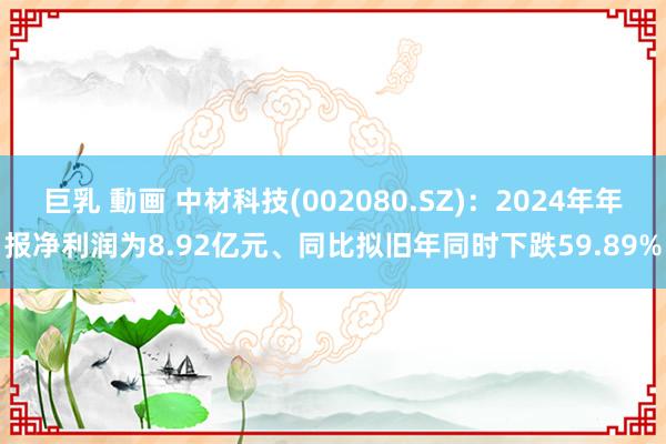 巨乳 動画 中材科技(002080.SZ)：2024年年报净利润为8.92亿元、同比拟旧年同时下跌59.89%