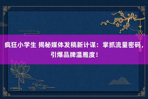 疯狂小学生 揭秘媒体发稿新计谋：掌抓流量密码，引爆品牌温雅度！