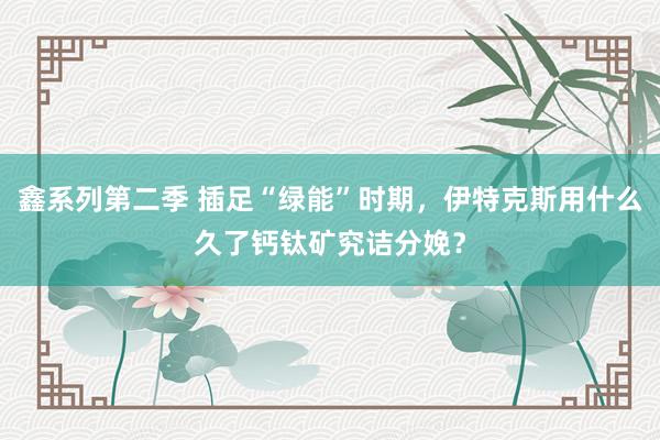 鑫系列第二季 插足“绿能”时期，伊特克斯用什么久了钙钛矿究诘分娩？