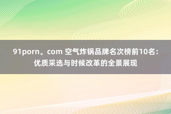 91porn。com 空气炸锅品牌名次榜前10名：优质采选与时候改革的全景展现
