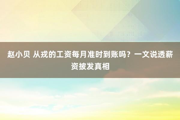 赵小贝 从戎的工资每月准时到账吗？一文说透薪资披发真相