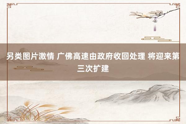 另类图片激情 广佛高速由政府收回处理 将迎来第三次扩建
