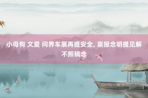 小母狗 文爱 问界车展再提安全, 禀报念明提见解不照稿念