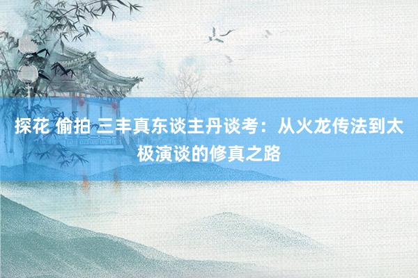 探花 偷拍 三丰真东谈主丹谈考：从火龙传法到太极演谈的修真之路