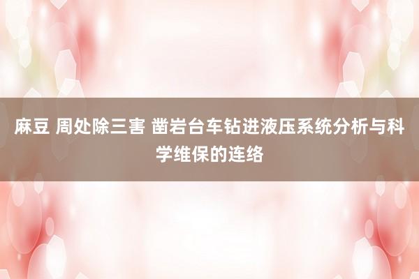 麻豆 周处除三害 凿岩台车钻进液压系统分析与科学维保的连络