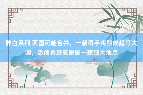 胖白系列 两国可能合并，一朝得手将酿成超等大国，恐闭幕好意思国一家独大地点