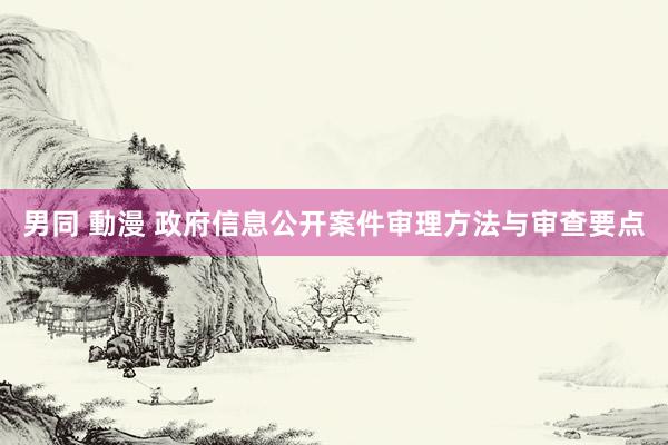 男同 動漫 政府信息公开案件审理方法与审查要点